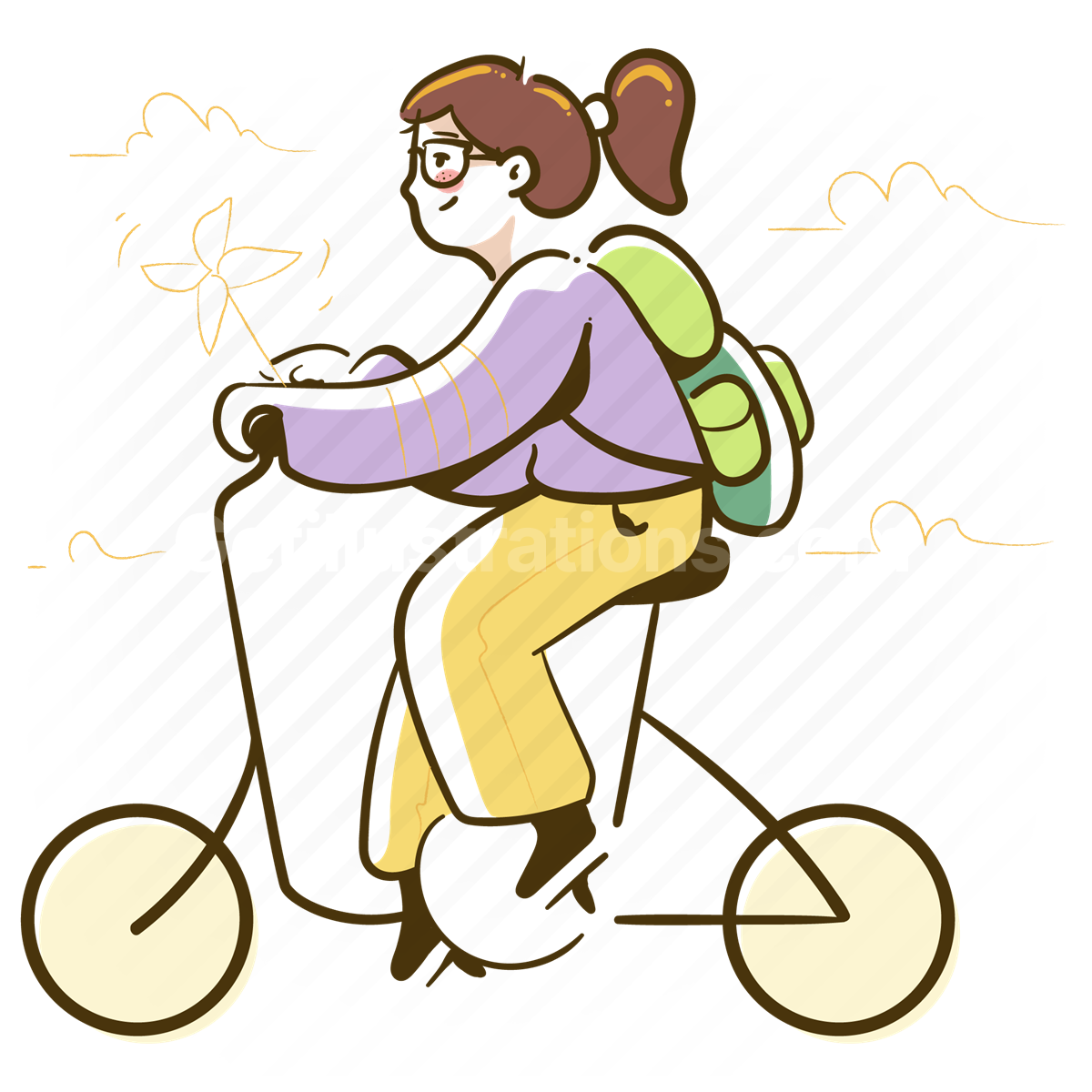 bicycle, bike, girl, woman, child, backbag